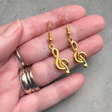 Treble Clef Earrings, Gold Plated Music Charm Beads