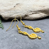 Treble Clef Earrings, Gold Plated Music Charm Beads