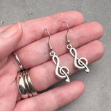 Treble Clef Earrings, Silver Plated Music Charm Beads