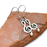 Treble Clef Earrings, Silver Plated Music Charm Beads