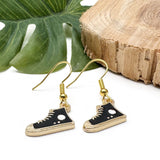 Trainer Charm Earrings, Black and White Enamel Shoe Charm Beads