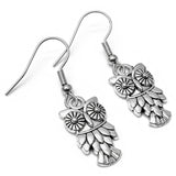 Owl Earrings Silver Plated Bird Charms