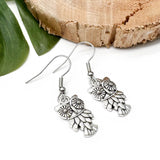 Owl Earrings Silver Plated Bird Charms