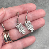 Owl Earrings Silver Plated Bird Charms