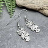 Owl Earrings Silver Plated Bird Charms