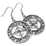 Large Celtic Knot Earrings, Round Tibetan Silver Irish Style Charms