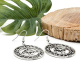 Large Celtic Knot Earrings, Round Tibetan Silver Irish Style Charms