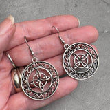 Large Celtic Knot Earrings, Round Tibetan Silver Irish Style Charms