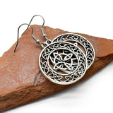 Large Celtic Knot Earrings, Round Tibetan Silver Irish Style Charms