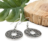 Celtic Style Earrings, Round Antique Silver Tone Irish Charms