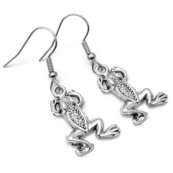 Frog Earrings, Super Cute Tibetan Silver Tone Charms