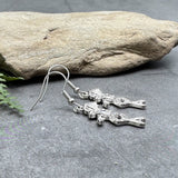 Frog Earrings, Tibetan Silver Tone Toad with Umbrella Charms