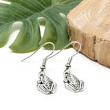 Frog Earrings, Cute Small Tibetan Silver Tone Charms