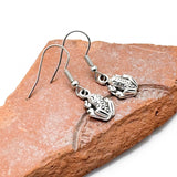 Frog Earrings, Cute Small Tibetan Silver Tone Charms