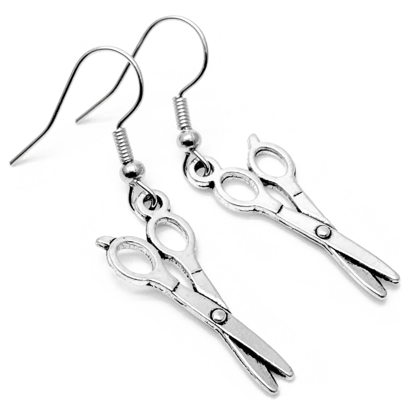 Scissors Charm Earrings, Hairdresser Stylist Drop Earrings : 44mm long