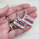 Cassette Tape Earrings, Fun Retro 80's Fancy Dress Jewellery : 50mm