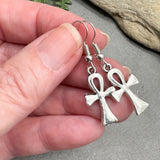 Ankh Charm Tibetan Silver Plated Earrings