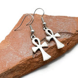 Ankh Charm Tibetan Silver Plated Earrings