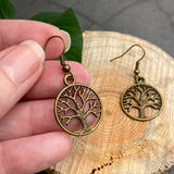 Tree of Life Earrings, Spiritual Antique Bronze Tone Charms