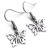 Butterfly Earrings, Tibetan Silver Plated Charms