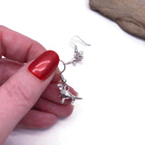 Dinosaur Earrings, Cute Tibetan Silver Plated Charms