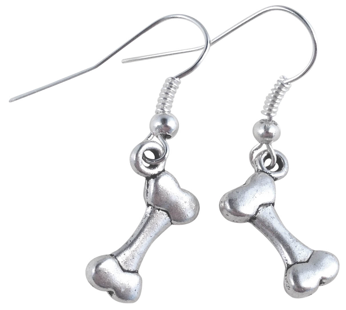 Dog Bone Earrings, Cute Silver Plated Charms