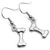 Dog Bone Earrings, Cute Silver Plated Charms