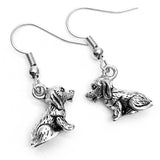 Puppy Dog Earrings, Cute Silver Plated Charms