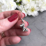 Puppy Dog Earrings, Cute Silver Plated Charms