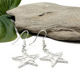 Double Star Earrings, Silver Plated Charm Beads