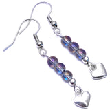 Heart Bead Earrings with Small Round AB Glass Beads