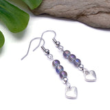 Heart Bead Earrings with Small Round AB Glass Beads