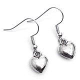 Puffy Heart Earrings, Silver Plated Love Charms