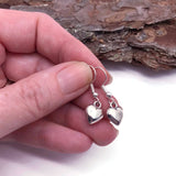 Puffy Heart Earrings, Silver Plated Love Charms