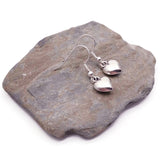 Puffy Heart Earrings, Silver Plated Love Charms