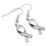 Hope Ribbon Earrings, Silver Plated Awareness Charms