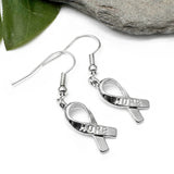 Hope Ribbon Earrings, Silver Plated Awareness Charms