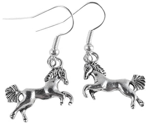 Horse Earrings, Cute Tibetan Silver Plated Charms