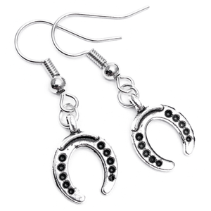 Horseshoe Earrings, Silver Plated Good Luck Charms