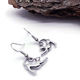 Curly Tail Cat Earrings, Cute Silver Plated Charms