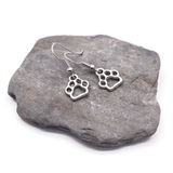 Paw Print Earrings, Cute Silver Plated Charms