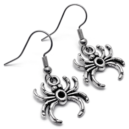 Spider Earrings, Tibetan Silver Plated Halloween Charms