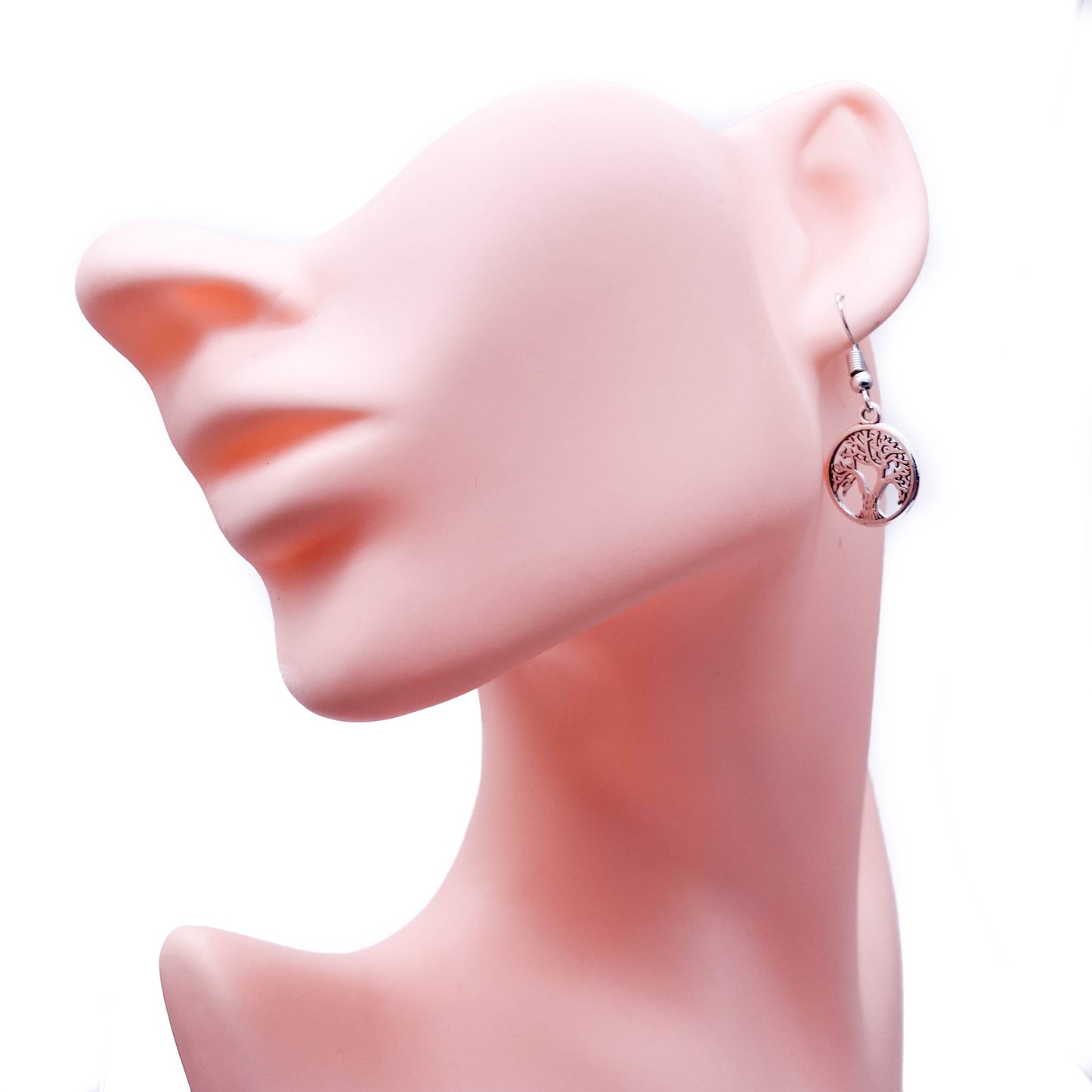 Tree of Life Earrings, Symbolic Silver Tone Charms