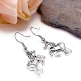 Unicorn Earrings, Cute Mythical Tibetan Silver Charms