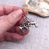 Unicorn Earrings, Cute Mythical Tibetan Silver Charms