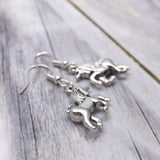 Unicorn Earrings, Cute Mythical Tibetan Silver Charms