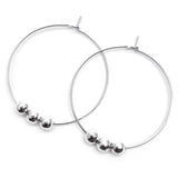 Plain Hoop Earrings, Silver Plated Beads : 35mm Diameter