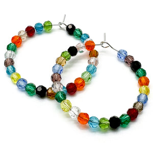 Faceted Glass Bead Autumn Colour Hoops : 35mm Diameter