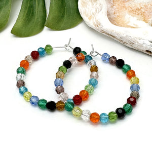 Faceted Glass Bead Autumn Colour Hoops 35mm