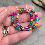 Multi-Colour Crackle Glass Bead Hoops 35mm